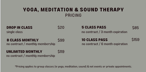 Yoga and Sound Bath Class Schedule Pricing The Serenity Space